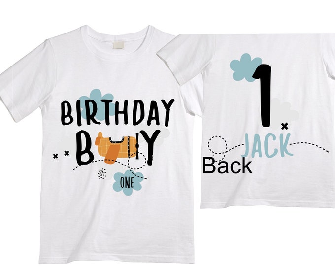 Personalized Airplane theme Birthday Shirt. ONE Birthday. Boy's Car Birthday Shirt. Airplane Racing Birthday Shirt.