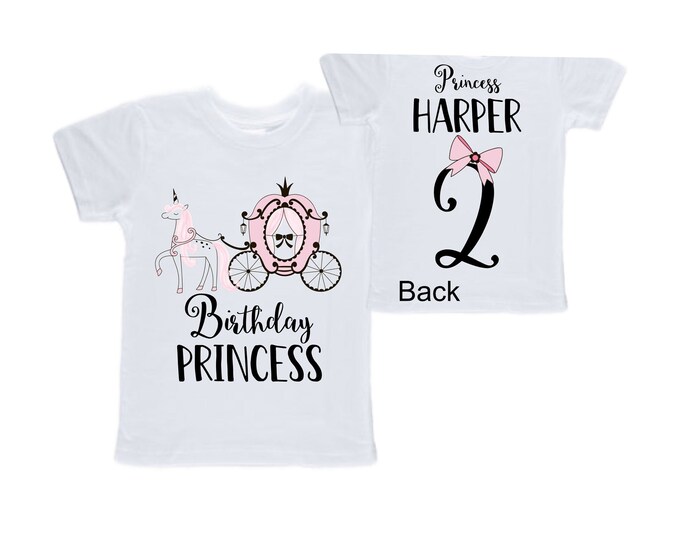 Personalized Birthday Princess TWO Birthday Girl Shirt. Cake Smash Sleeve Birthday Shirt. TWO . Birthday Shirt