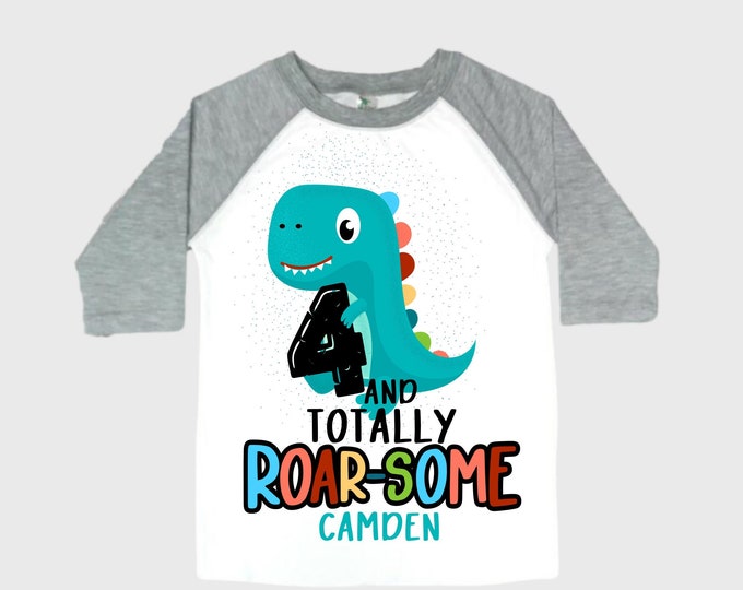 Personalized Dinosaur theme Birthday Shirt. Three Birthday. Boy's Dino Birthday Shirt. Dinosaur Birthday Shirt. THREE Rex