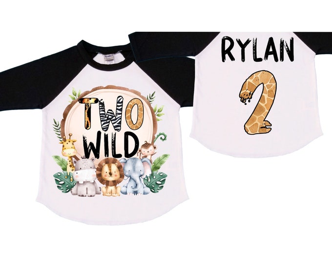 Personalized Let's Get Wild Safari theme Birthday Shirt. Two Birthday. Boy's Safari Birthday Shirt. Jungle Safari Birthday Shirt.