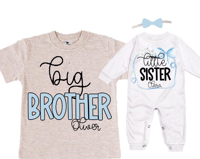 Big Brother/Little Sister Matching Sibling Set. Baby Shower Gift. Take Home Outfit. Matching Sibling Set