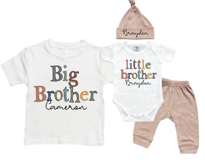Big Brother/Little Brother Matching Sibling Set. Baby Shower Gift. Take Home Outfit. Matching Sibling Set