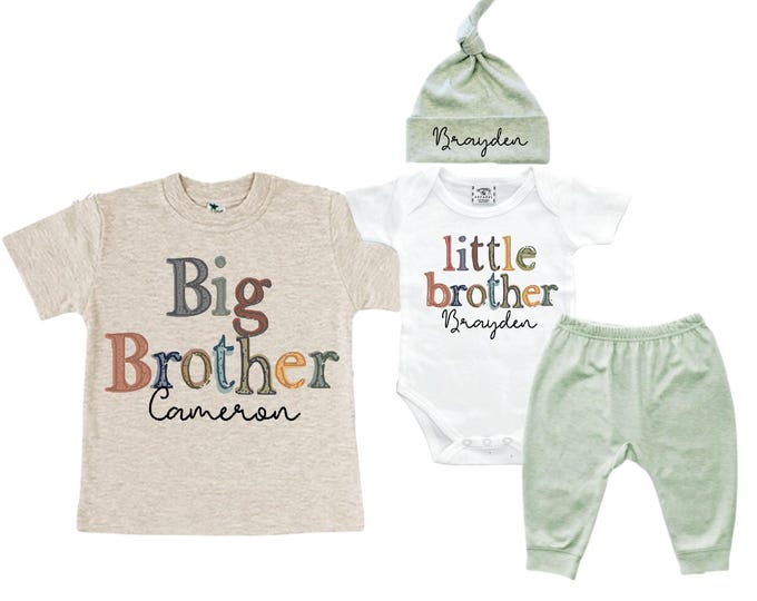Big Brother/Little Brother Matching Sibling Set. Baby Shower Gift. Take Home Outfit. Matching Sibling Set