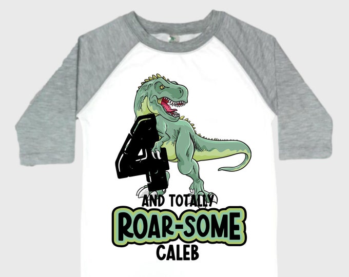Personalized Dinosaur theme Birthday Shirt. Three Birthday. Boy's Dino Birthday Shirt. Dinosaur Birthday Shirt. THREE Rex