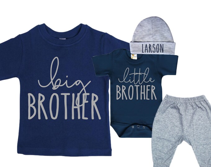 Big Brother/Little Brother Matching Sibling Set. Baby Shower Gift. Take Home Outfit. Matching Sibling Set