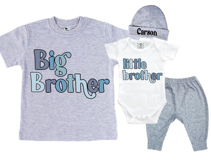Big Brother/Little Brother Matching Sibling Set. Baby Shower Gift. Take Home Outfit. Matching Sibling Set