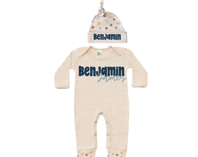 Personalized Name Baby Outfit. Baby Shower Gift. New Born Bring Home Outfit.