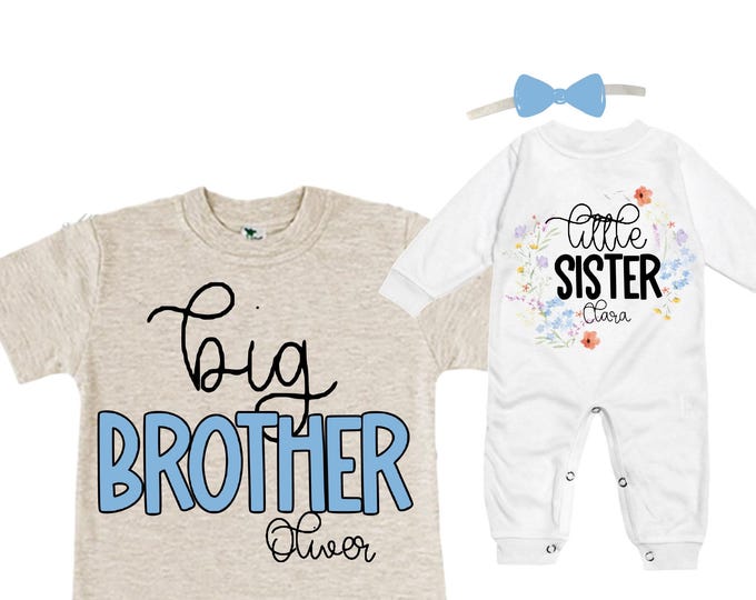 Big Brother/Little Sister Matching Sibling Set. Baby Shower Gift. Take Home Outfit. Matching Sibling Set