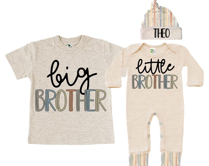 Big Brother/Little Brother Matching Sibling Set. Baby Shower Gift. Take Home Outfit. Matching Sibling Set