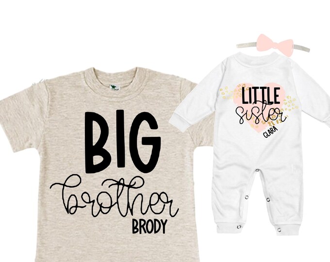 Big Brother/Little Sister Matching Sibling Set. Baby Shower Gift. Take Home Outfit. Matching Sibling Set