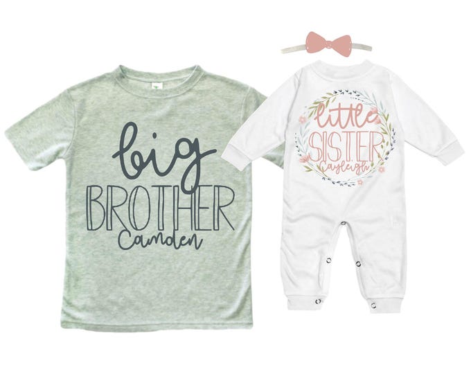 Big Brother/Little Sister Matching Sibling Set. Baby Shower Gift. Take Home Outfit. Matching Sibling Set