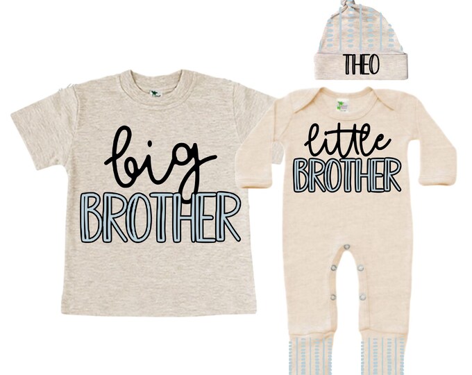 Big Brother/Little Brother Matching Sibling Set. Baby Shower Gift. Take Home Outfit. Matching Sibling Set