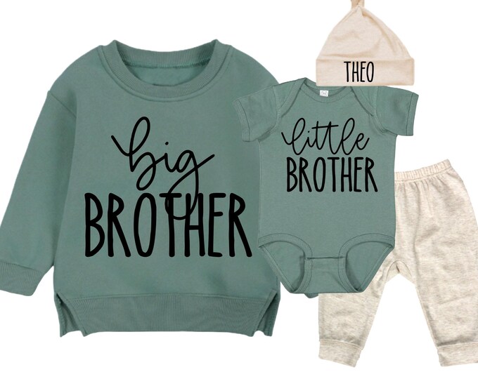 Big Brother/Little Brother Matching Sibling Set. Baby Shower Gift. Take Home Outfit. Matching Sibling Set