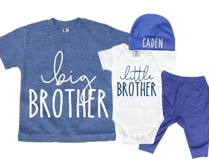 Big Brother/Little Brother Matching Sibling Set. Baby Shower Gift. Take Home Outfit. Matching Sibling Set