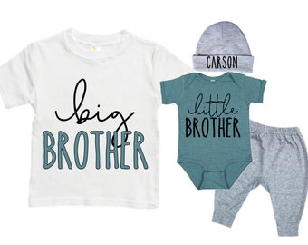Big Brother/Little Brother Matching Sibling Set. Baby Shower Gift. Take Home Outfit. Matching Sibling Set