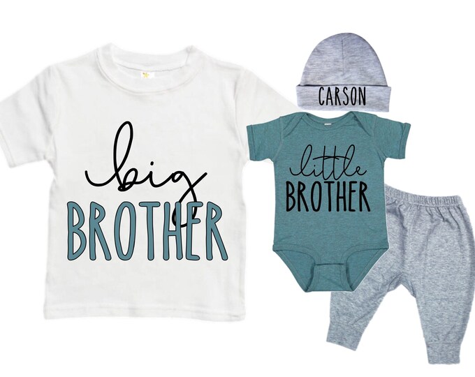 Big Brother/Little Brother Matching Sibling Set. Baby Shower Gift. Take Home Outfit. Matching Sibling Set