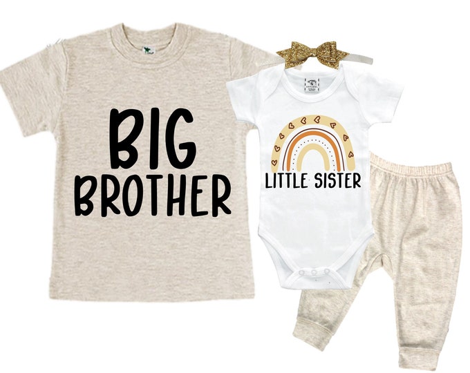 Big Brother/Little Sister Matching Sibling Set. Baby Shower Gift. Take Home Outfit. Matching Sibling Set