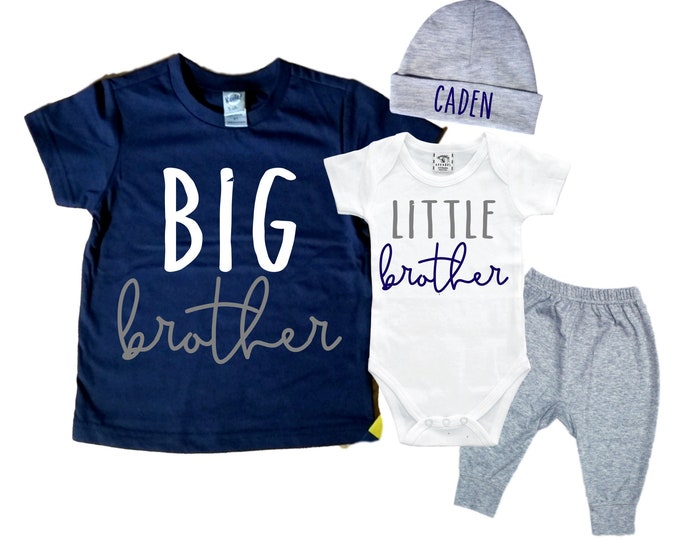 Big Brother/Little Brother Matching Sibling Set. Baby Shower Gift. Take Home Outfit. Matching Sibling Set