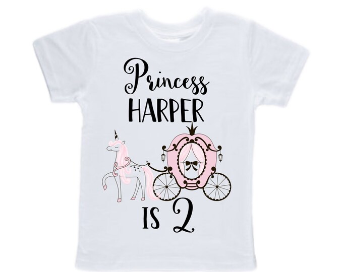 Personalized Birthday Princess TWO Birthday Girl Shirt. Cake Smash Sleeve Birthday Shirt. TWO . Birthday Shirt