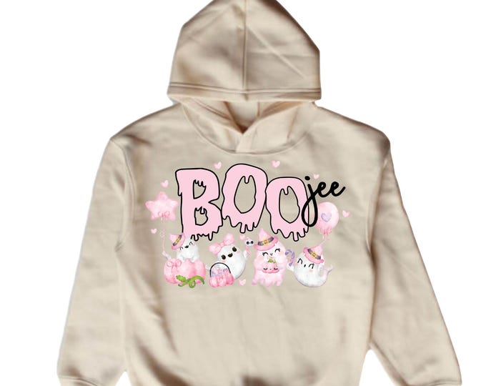 Women's Unisex Cute Halloween Fleece Hoodie. Boo. Boo jee. Halloween. Mom Halloween. Ghost Sweatshirt. Cute Halloween. Pink Halloween