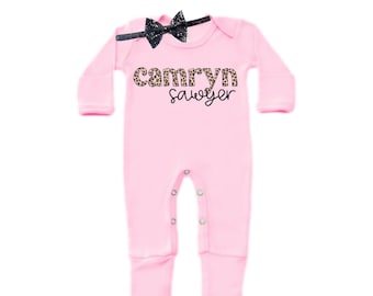 Personalized Name Baby Outfit. Baby Shower Gift. New Born Bring Home Outfit.