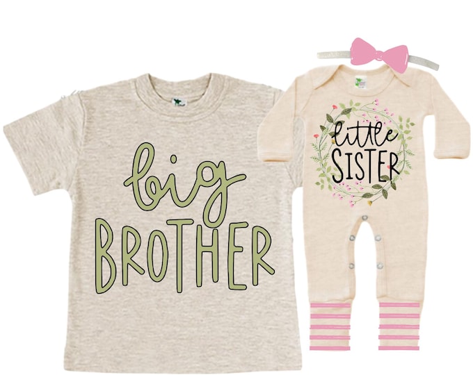 Big Brother/Little Sister Matching Sibling Set. Baby Shower Gift. Take Home Outfit. Matching Sibling Set