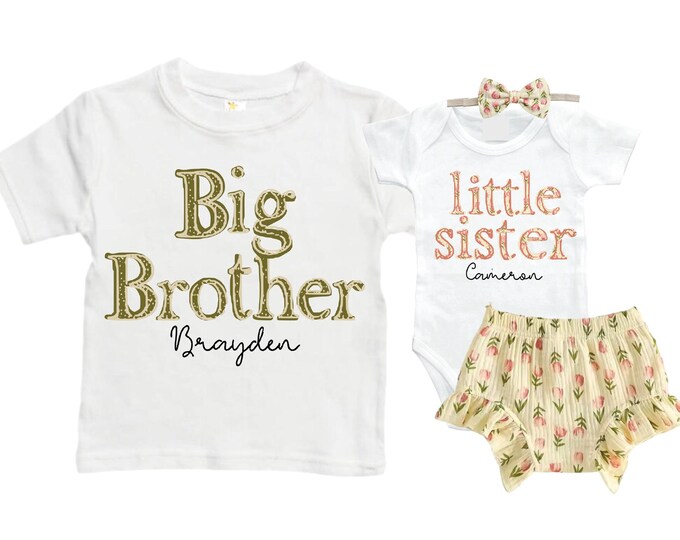 Big Brother/Little Sister Matching Sibling Set. Baby Shower Gift. Take Home Outfit. Matching Sibling Set