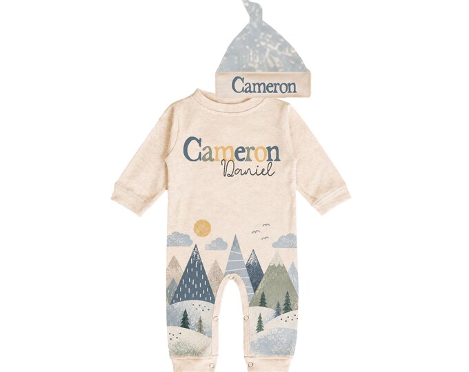 Personalized Name Baby Outfit. Baby Shower Gift. New Born Bring Home Outfit.