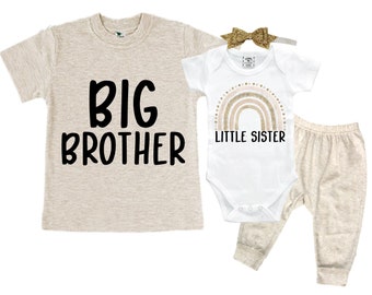 Big Brother/Little Sister Matching Sibling Set. Baby Shower Gift. Take Home Outfit. Matching Sibling Set