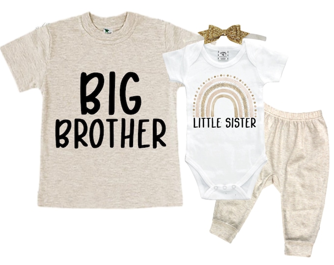 Big Brother/Little Sister Matching Sibling Set. Baby Shower Gift. Take Home Outfit. Matching Sibling Set