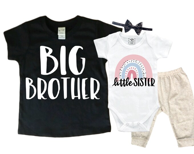 Big Brother/Little Sister Matching Sibling Set. Baby Shower Gift. Take Home Outfit. Matching Sibling Set
