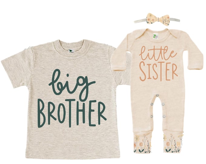 Big Brother/Little Sister Matching Sibling Set. Baby Shower Gift. Take Home Outfit. Matching Sibling Set