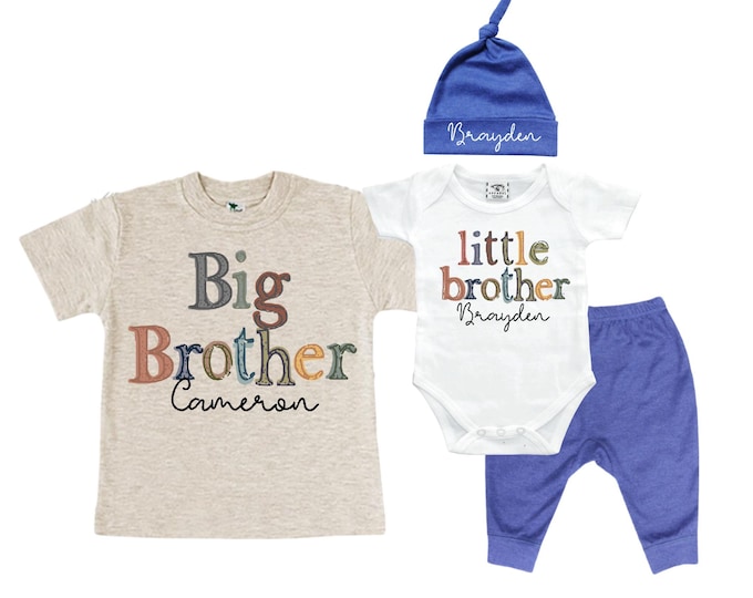 Big Brother/Little Brother Matching Sibling Set. Baby Shower Gift. Take Home Outfit. Matching Sibling Set