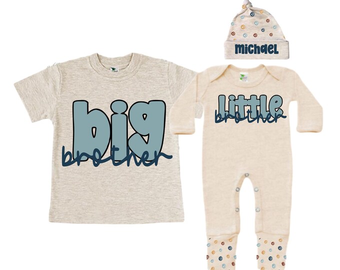 Big Brother/Little Brother Matching Sibling Set. Baby Shower Gift. Take Home Outfit. Matching Sibling Set