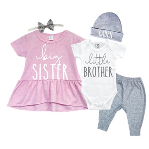 Big Sister SHIRT /Little Brother Matching Sibling Set. Baby Shower Gift. Take Home Outfit. Matching Sibling Set