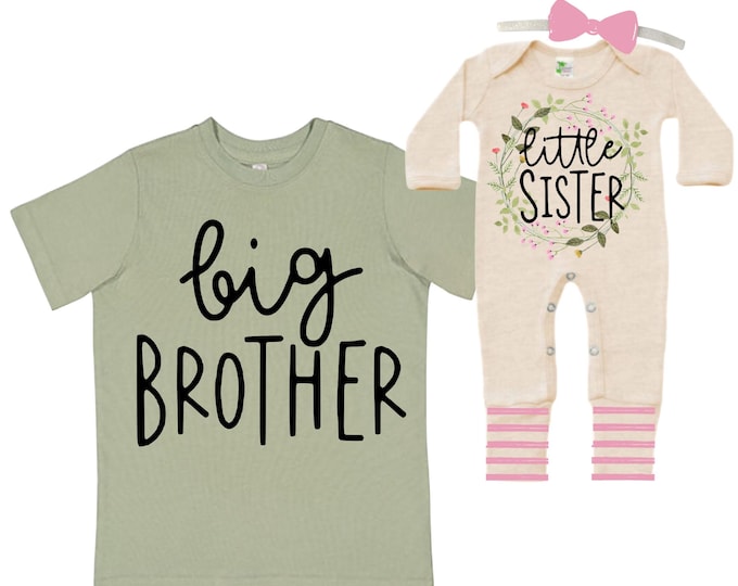 Big Brother/Little Sister Matching Sibling Set. Baby Shower Gift. Take Home Outfit. Matching Sibling Set