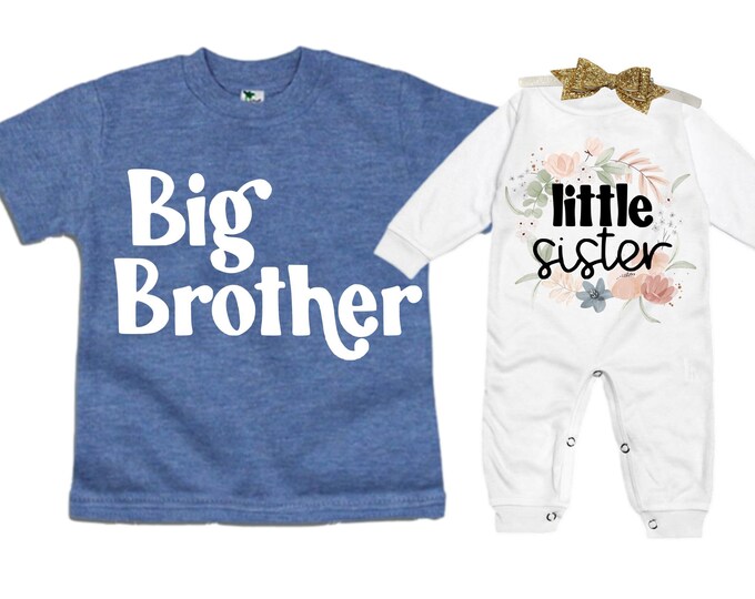 Big Brother/Little Sister Matching Sibling Set. Baby Shower Gift. Take Home Outfit. Matching Sibling Set