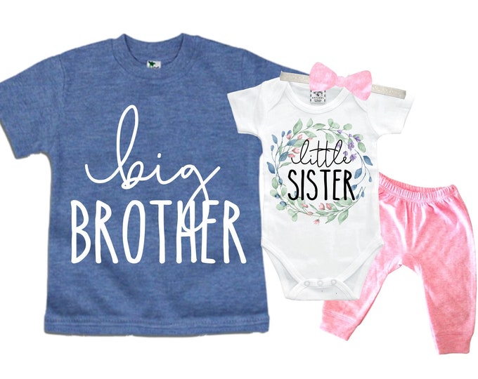 Big Brother/Little Sister Matching Sibling Set. Baby Shower Gift. Take Home Outfit. Matching Sibling Set