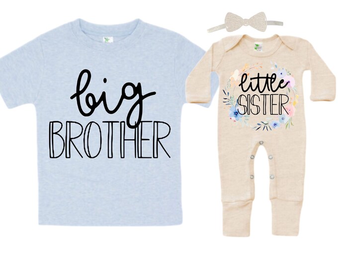 Big Brother/Little Sister Matching Sibling Set. Baby Shower Gift. Take Home Outfit. Matching Sibling Set