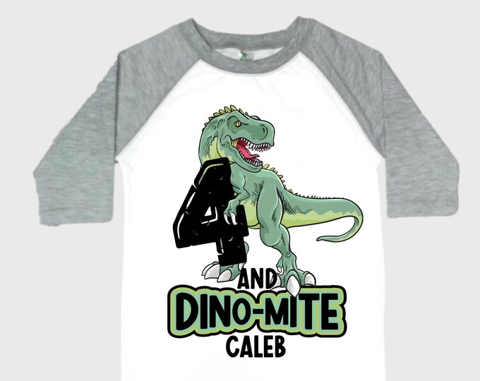 Personalized Dinosaur theme Birthday Shirt. Three Birthday. Boy's Dino Birthday Shirt. Dinosaur Birthday Shirt. THREE Rex