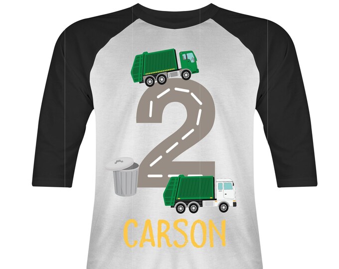 Personalized Dump Everything! I'm 2 Trash Truck Garbage Truck theme Birthday Shirt. Two Birthday. Boy's Truck Birthday Shirt. Trash Shirt.