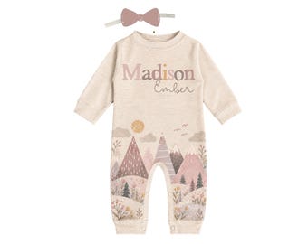 SET - Personalized Name Baby Outfit. Baby Shower Gift. New Born Bring Home Outfit.
