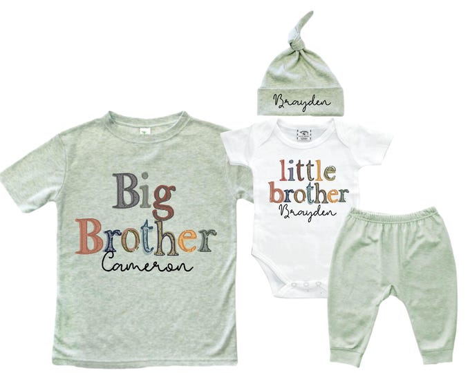 Big Brother/Little Brother Matching Sibling Set. Baby Shower Gift. Take Home Outfit. Matching Sibling Set
