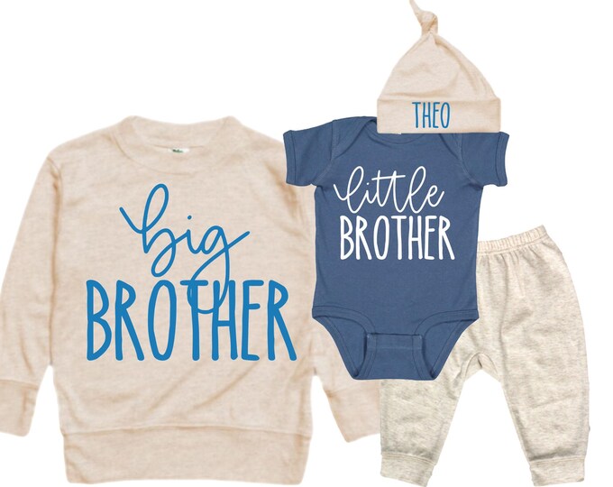 Big Brother/Little Brother Matching Sibling Set. Baby Shower Gift. Take Home Outfit. Matching Sibling Set