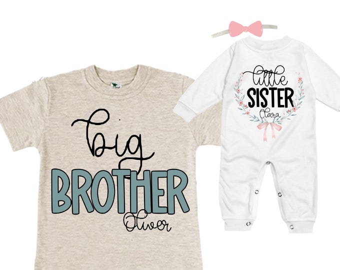 Big Brother/Little Sister Matching Sibling Set. Baby Shower Gift. Take Home Outfit. Matching Sibling Set