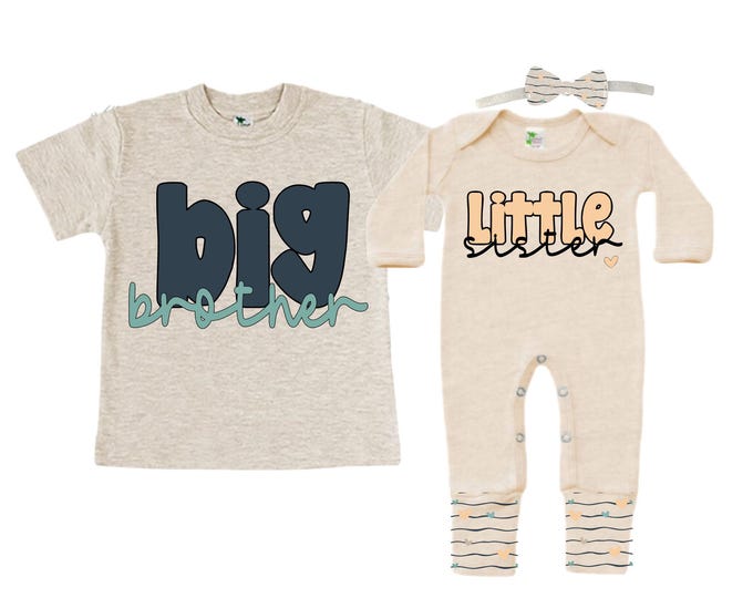 Big Brother/Little Sister Matching Sibling Set. Baby Shower Gift. Take Home Outfit. Matching Sibling Set