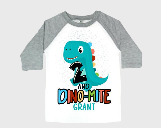 Personalized Two Rex Dinosaur theme Birthday Shirt. Two Birthday. Boy's Dino Birthday Shirt. Dinosaur Birthday Shirt.