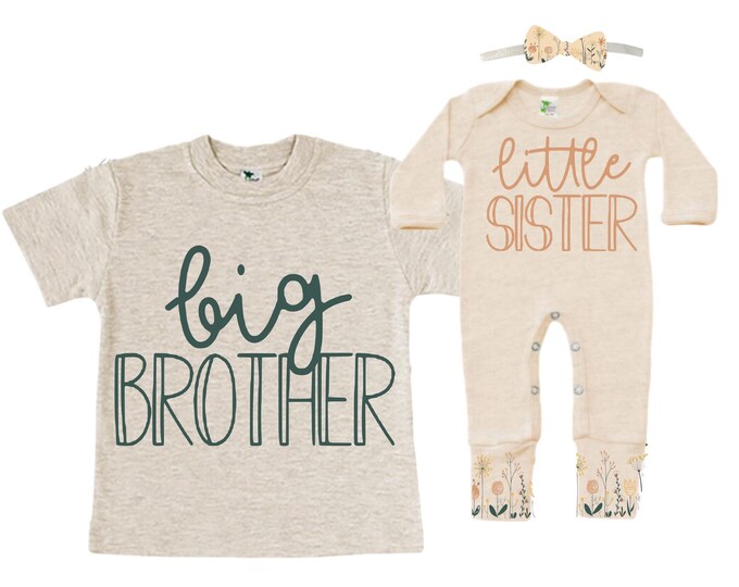 Big Brother/Little Sister Matching Sibling Set. Baby Shower Gift. Take Home Outfit. Matching Sibling Set