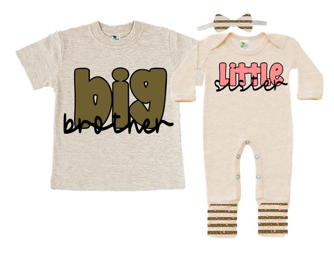 Big Brother/Little Sister Matching Sibling Set. Baby Shower Gift. Take Home Outfit. Matching Sibling Set