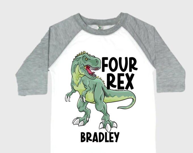 Personalized Dinosaur theme Birthday Shirt. Three Birthday. Boy's Dino Birthday Shirt. Dinosaur Birthday Shirt. THREE Rex